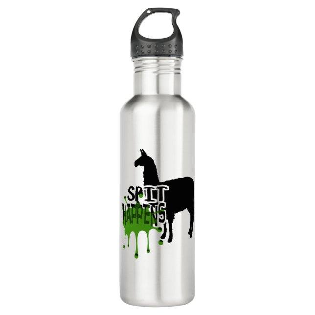 Lustiges Lama Meme Spucken geschieht Edelstahlflasche (Vorderseite)
