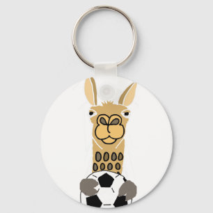 Lustiges Lama mit Fußball-Kunst Schlüsselanhänger