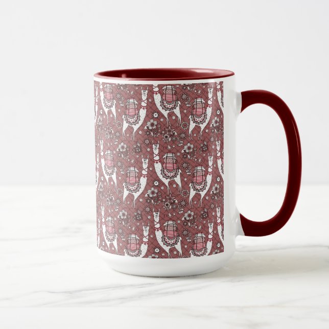 Lustiges Lama-Muster Tasse (Rechts)