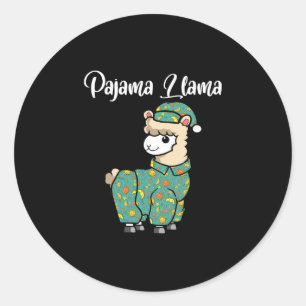Lustiges Lama-Pyjama-Lama-Bettzeit-Pyjama-Alpaka Runder Aufkleber