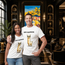 Lustiges Lama-T-Shirt mit Spruch 'Spit Happens'