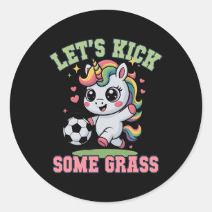 Lustiges Lasst uns ein bisschen Gr Fußball Einhorn Runder Aufkleber