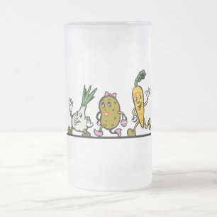 lustiges laufendes Gemüse Mattglas Bierglas