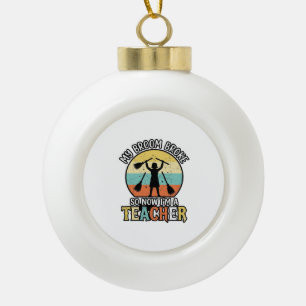 Lustiges Lehrer kaputter Besen Halloween Vintage-S Keramik Kugel-Ornament