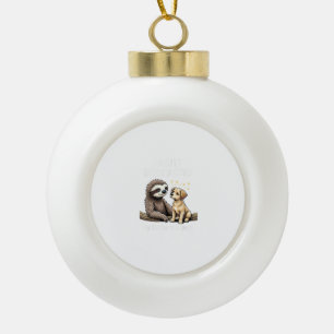 Lustiges, leicht ablenkbares Sloth- und Hunde-T-Sh Keramik Kugel-Ornament