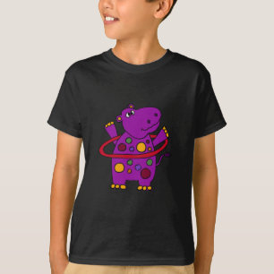 Lustiges lila Flusspferd, das Hula Band spielt T-Shirt