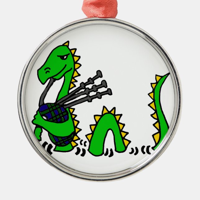 Lustiges Loch- Nessmonster, das blaue Dudelsäcke Ornament Aus Metall (Vorne)