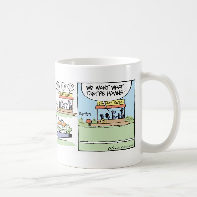 Lustiges Luft-Bootfahrt Croc Comic Tasse (Rechts)