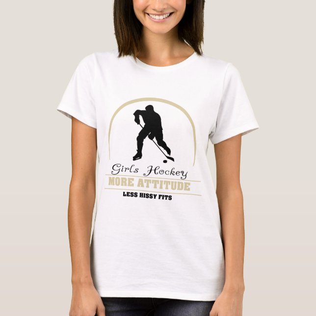 Lustiges Mädchen-Hockey mehr Haltung T-Shirt (Vorderseite)