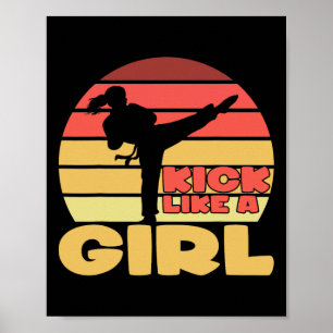 Lustiges Mädchen Kickboxen Mädchen Karate Mädchen Poster