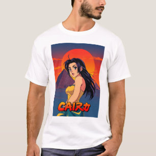 Lustiges Mädchen Vintage-Postkarte Kairo T-Shirt
