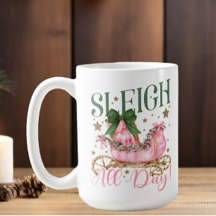 Lustiges, Mädchenhaftes, Chic Pink-Schlitten-Weihn Kaffeetasse