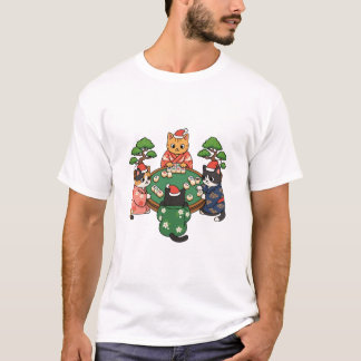 Lustiges Mahjong Weihnachten Meowjong Katze T-Shirt