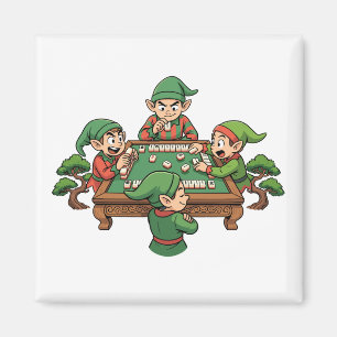 Lustiges Mahjong-Weihnachtsgeschenk Elfen Chinesis Magnet