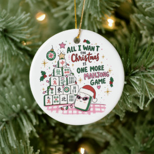 Lustiges Mahjong-Weihnachtsornament Noch ein Spiel Keramik Ornament