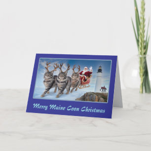 Lustiges Maine Coon-Rentier Weihnachten Karte