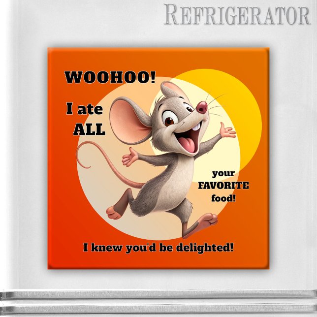 Lustiges Maus-Diät-Magnet Magnet (Colorful magnet featuring a funny mouse joking about a diet)