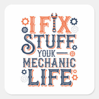 Lustiges Mechaniker-Shirt-Geschenk für Automechani Quadratischer Aufkleber