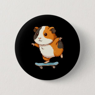 Lustiges Meerschweinchen Skater Skateboard Balleri Button