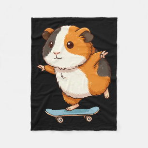 Lustiges Meerschweinchen Skater Skateboard Balleri Fleecedecke