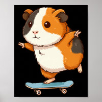 Lustiges Meerschweinchen Skater Skateboard Balleri