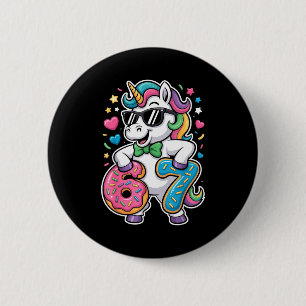 Lustiges Meme Einhorn Mädchen Kinder Sechs Sieben Button