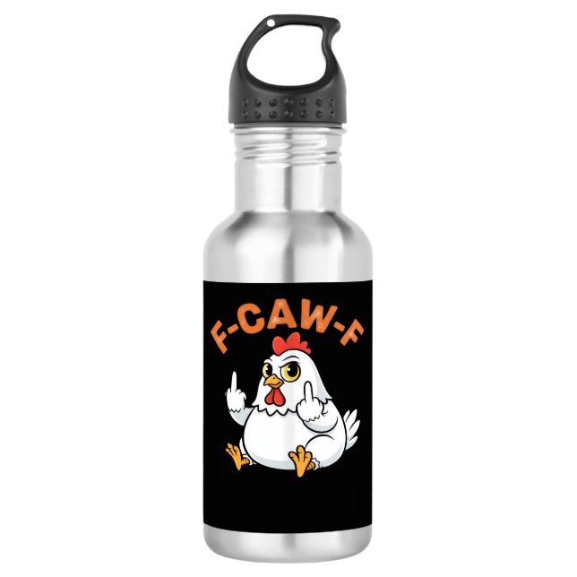 Lustiges Meme F-Caw-F Huhn Edelstahlflasche (Vorderseite)