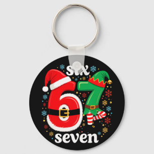Lustiges Meme Six Seven 67 Elf 6 7 Weihnachtsmann  Schlüsselanhänger