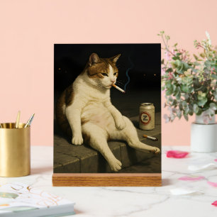 Lustiges Meme-T-Shirt mit rauchendem Katzenkitten Acrylschild