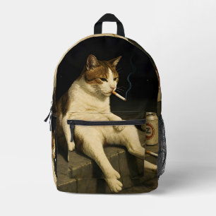 Lustiges Meme-T-Shirt mit rauchendem Katzenkitten Bedruckter Rucksack