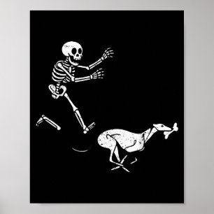 Lustiges Meme Windhund Laufendes Skelett Halloween Poster