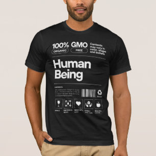 Lustiges Menschliches Wesen Etikett Grafik Nährwer T-Shirt