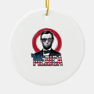 Lustiges Merica Patriotischer Präsident Vintage Ve Keramik Ornament