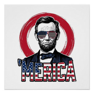 Lustiges Merica Patriotischer Präsident Vintage Ve Poster