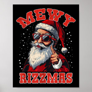 Lustiges Mewy Rizzmas Santa Miauen Rizz Männer Wei Poster