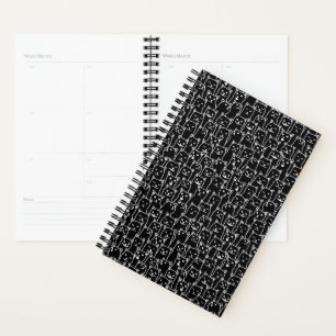 Lustiges minimalistisches Schwarz-Weiß-Katze-Linie Planer