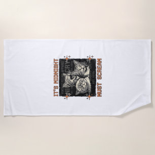 Lustiges Mitternachts-Schreien-Katzen Vintage-Shir Strandtuch