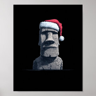 Lustiges Moai-Gesichtskostüm für festliche Weihnac Poster