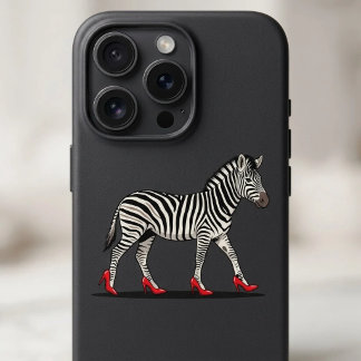 Lustiges Mode-Zebra in roten High Heels Dunkelgrau iPhone 16 Pro Hülle