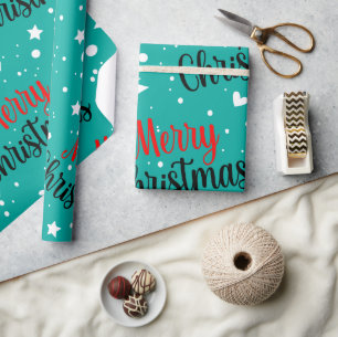 Lustiges modernes Teal Frohe Weihnachten Skript Geschenkpapier