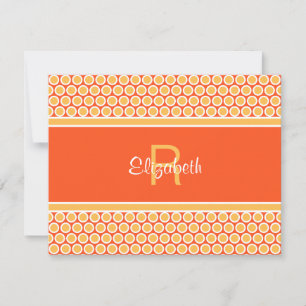 Lustiges Monogramm Gelb Orange Weiß Geometrisches  Mitteilungskarte