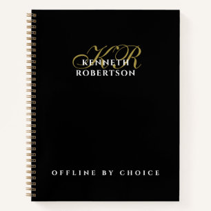 Lustiges Monogramm Inspirierend Schwarz Gold Weiß Notizbuch