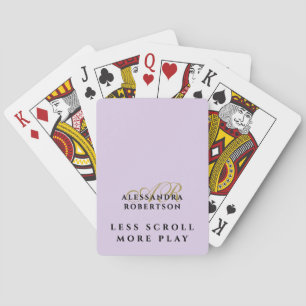 Lustiges Monogramm Pastell Lila Lavendel Gold Schw Spielkarten