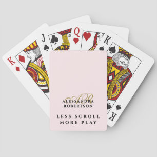 Lustiges Monogramm Pastellrosa Gold Inspirierend Spielkarten