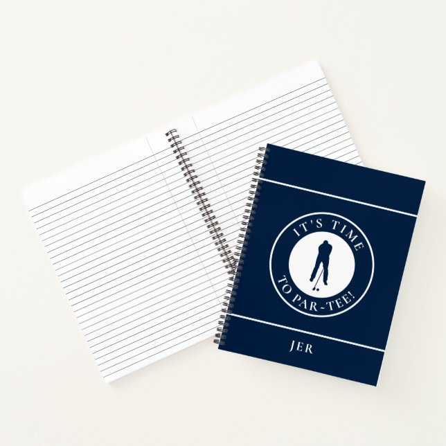 Lustiges monogrammiertes Golf-Logo – Par Tee blaue Notizbuch (Innenseite)