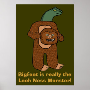 Lustiges Monster Bigfoots Loch Ness Poster