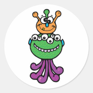 lustiges Monster Runder Aufkleber
