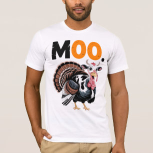 Lustiges Moo-Truthahn-Thanksgiving-Design T-Shirt