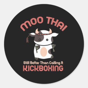 Lustiges Muay-Thai-T-Shirt - Kickboxing-Shirt mit Runder Aufkleber