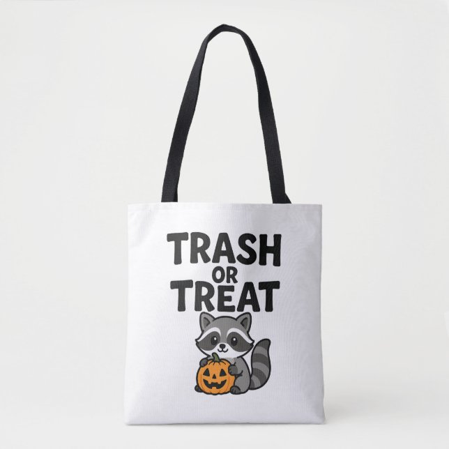 Lustiges Müll oder Süßigkeiten Waschbär Halloween  Tasche (Vorderseite)
